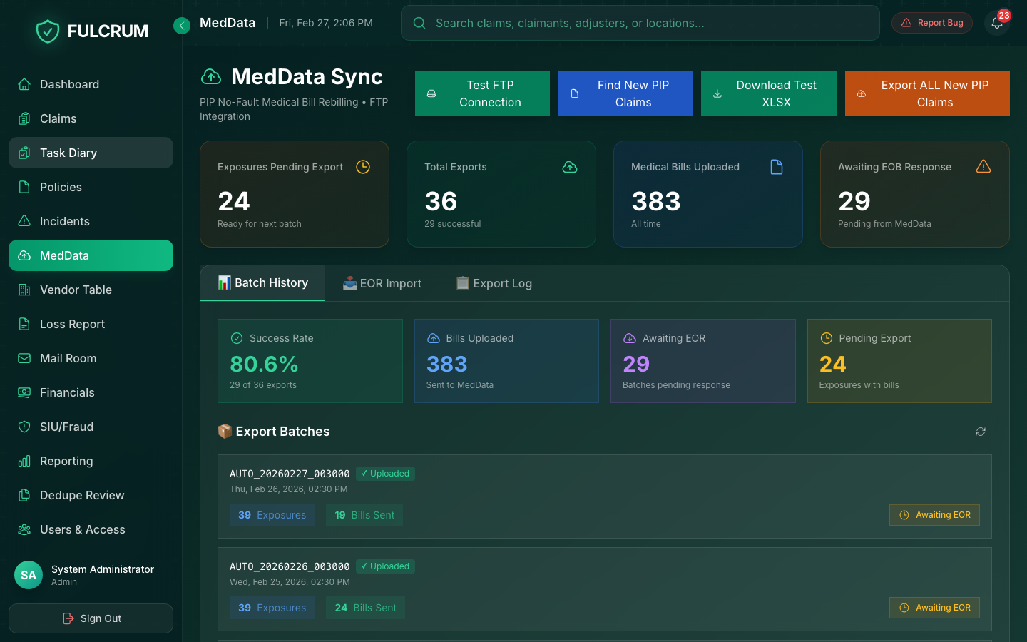 Fulcrum MedData Sync — Medical Bill Processing